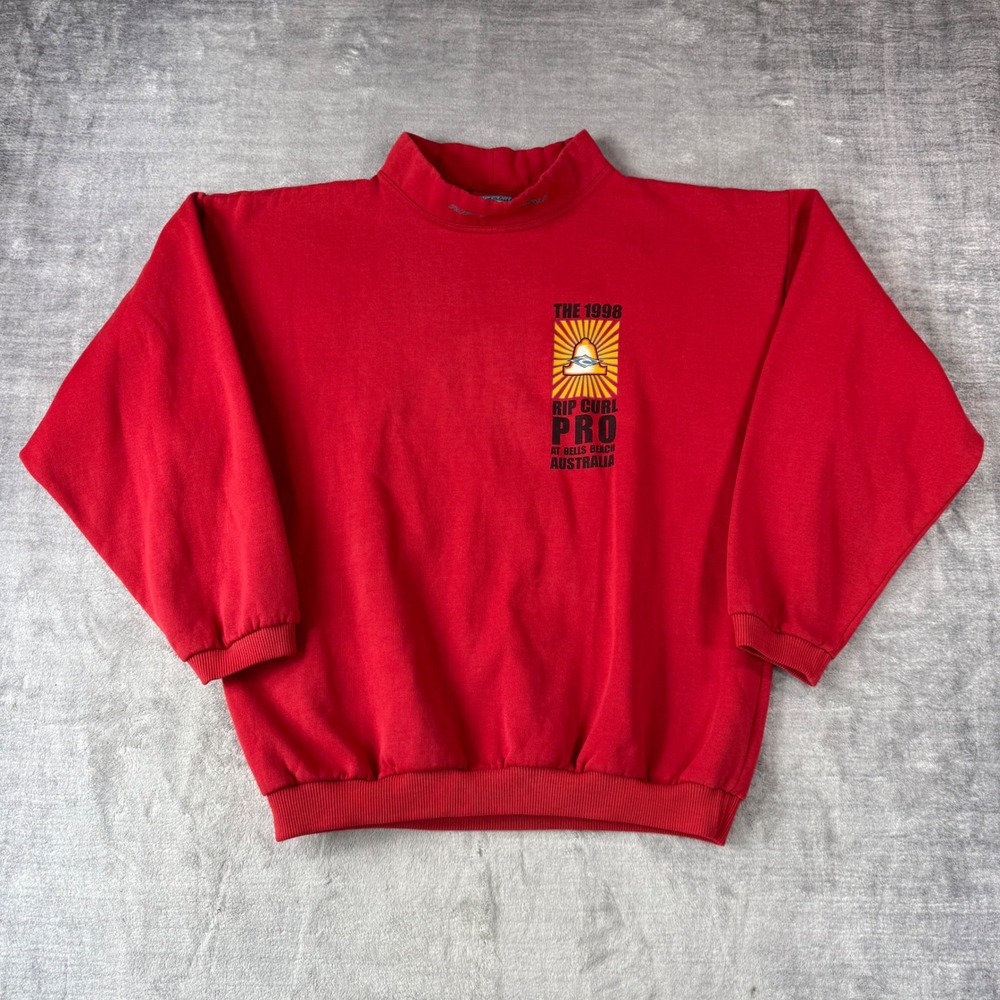 Rip Curl Sweatshirt Mens Large Red Vtg 1998 Bells Beach Pro Australia Surfwear